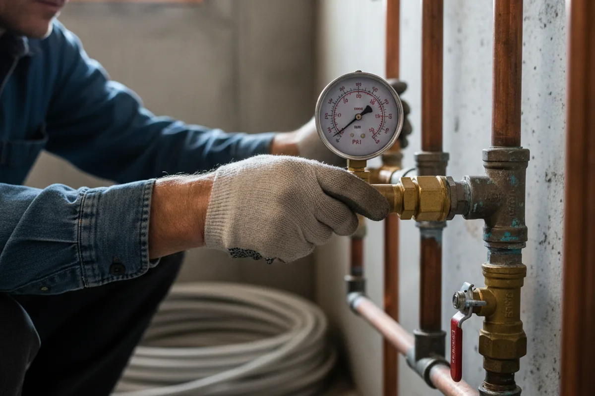 Pressure testing a repaired line during Water Line Repair in Willard
